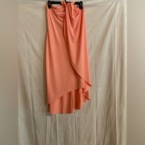 Excellent Condition Beautiful Venus XS Silk Dress Coral High Low Halter Top